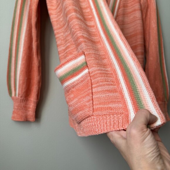 Space Dye Cardigan Peachy Orange Vintage Knit Sweater - Picture 7 of 15